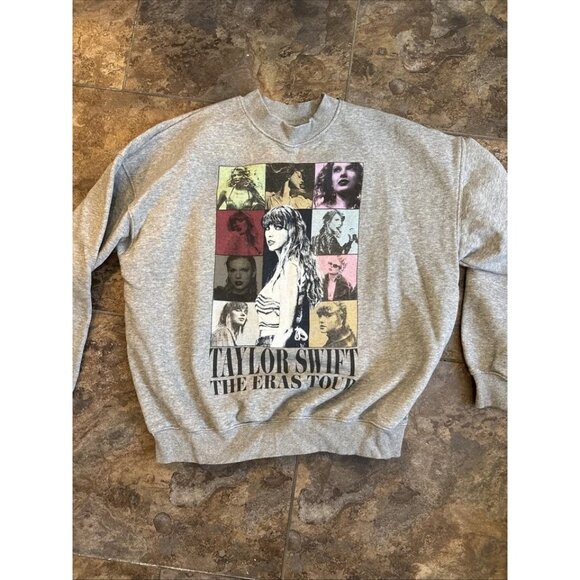 Taylor Swift The Eras Tour Heather Gray Crewneck Sweatshirt Size Small Colorful - Picture 4 of 4